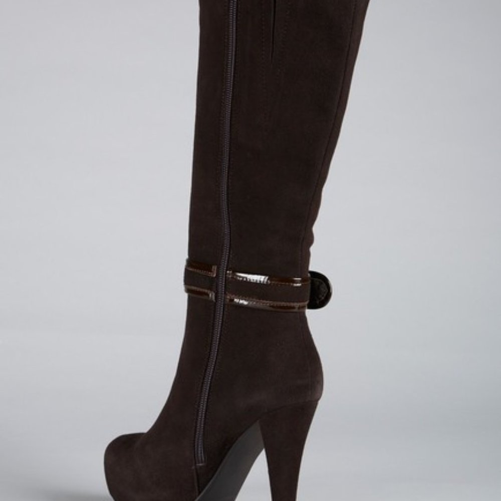 Knee High BOOTS BROWN GENUINE SUEDE HEELS